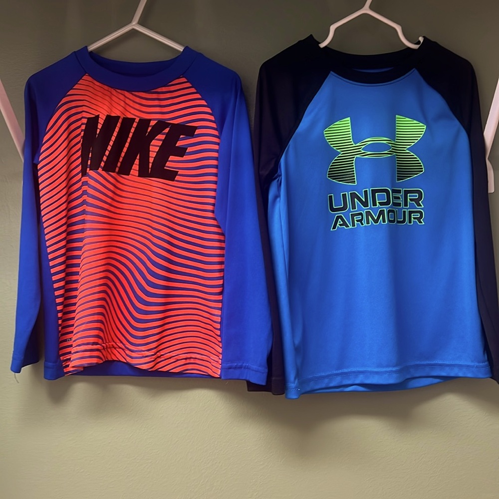 Underarmour & Nike toddler boy longsleeve dry fit tee bundle, both size 5, EUC
